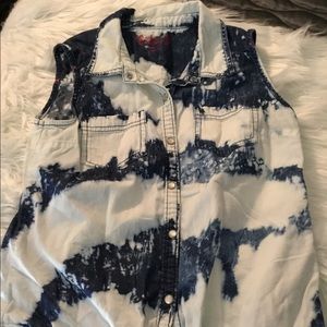 Girls sleeveless button down jean shirt size 10